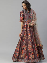 Made to Measure Bohemian Digital Printed Cocktail Embellished Gown with Net Dupatta