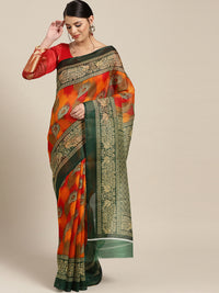 Chhabra 555 Chanderi Silk Printed Saree with Patola Animal and Floral motifs