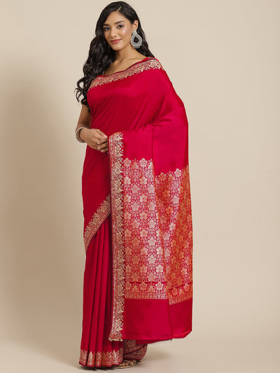 Chhabra 555 Red Bright Resham Woven Art Silk Floral Saree