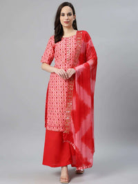 Cotton Stitched Printed Suit With Chiffon Gotapatti Embroidered Dupatta