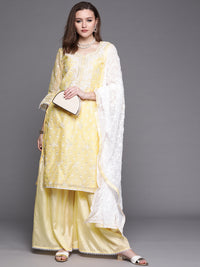 Chhabra 555 Chanderi Chikankari Sharara Suit with Resham Schiffli Embroidery & Chiffon Dupatta