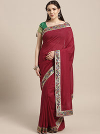 Chhabra 555 Georgette Saree with Paithani brocade border with peacock and bird motifs
