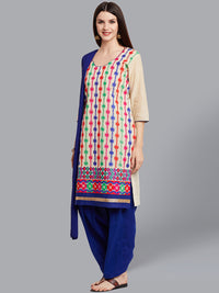 Chhabra 555 Cotton Dress Material with Tribal Inspired Multicolor Resham Embroidery and Gota Border