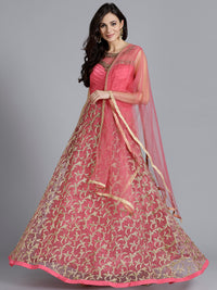 Chhabra 555 Pink Embellished Silk Gown with heavy beautiful Zircon, hand work with Dupatta