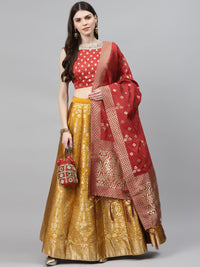 Banarasi Silk Kaildar Lehenga with Zari woven Floral and Paisley motifs