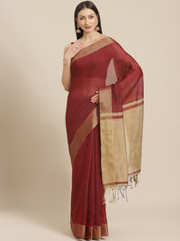 Deep Tone Banarasi Heritage of India Saree with Weaving Border, Contrast Pallu & Jhalar