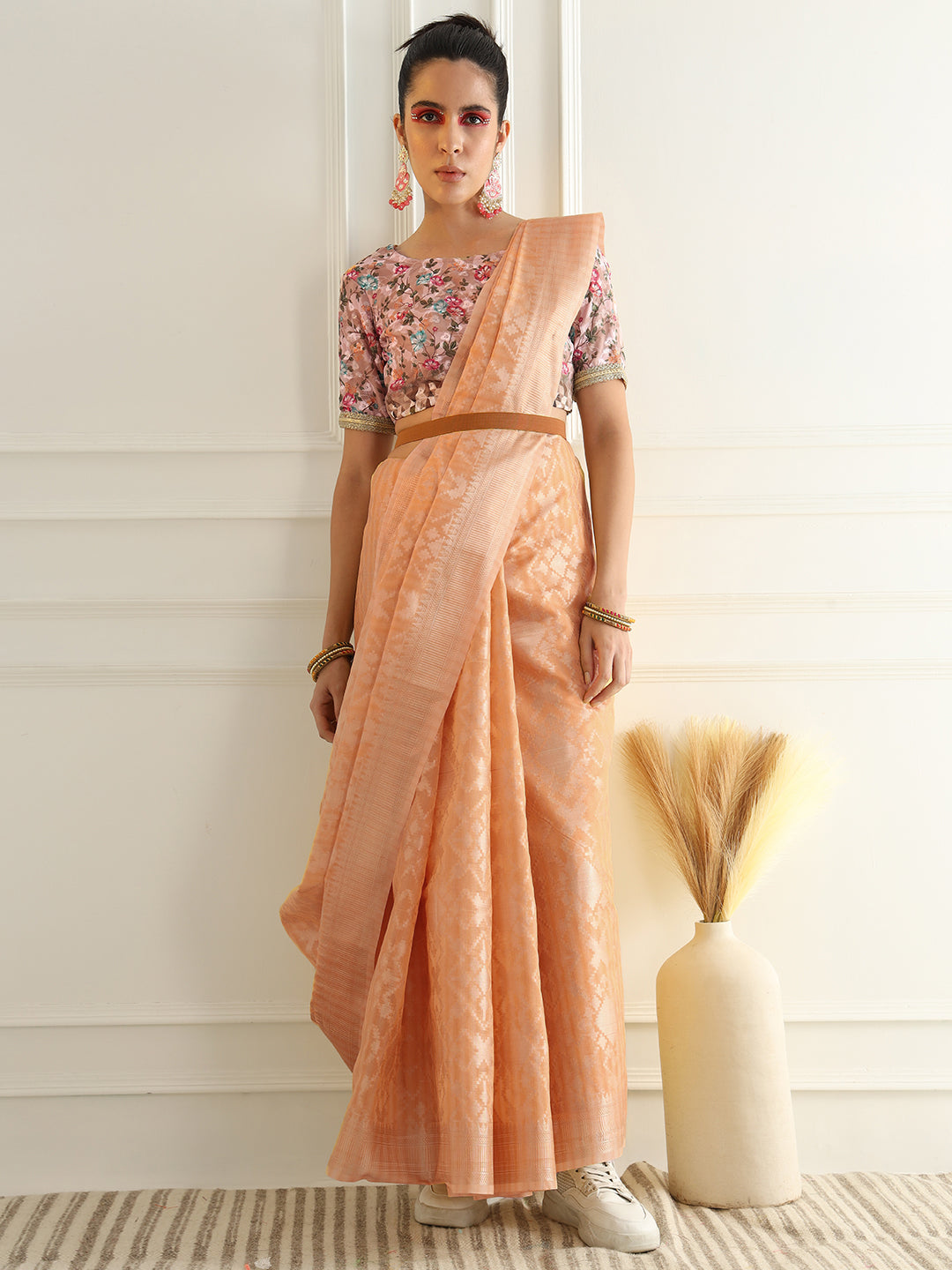 Chhabra 555 Pastel Ombre Chanderi Silk saree with Subtle Zari Geometric patterns