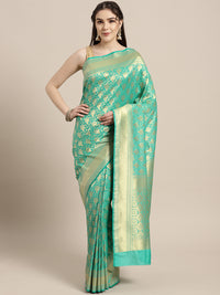 Chhabra 555 Kanjiwaram inspired silk saree with intricate zari weaving in a floral pattern