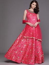 Made to Measure Anarkali Cocktail Gown with Embellished Neckline and Kasab Embroidery