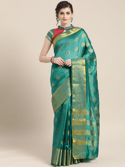 Chhabra 555 Kanjiwaram inspired silk embellished saree with Meenakari weaving and broad Zari border
