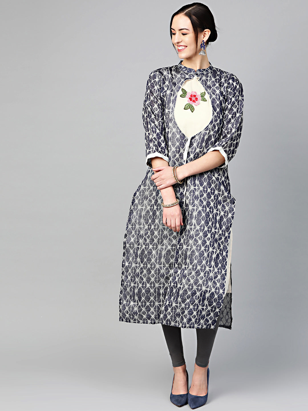 Chhabra 555 Made to Measure Printed Angrakha Jacket style kurta dress with embroidered inner