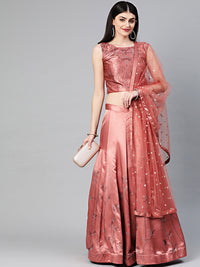 Chhabra 555 Made-to-Measure Satin Crop Top lehenga Set with Crystal embellshments in black and silver to make contemporary tropical patterns