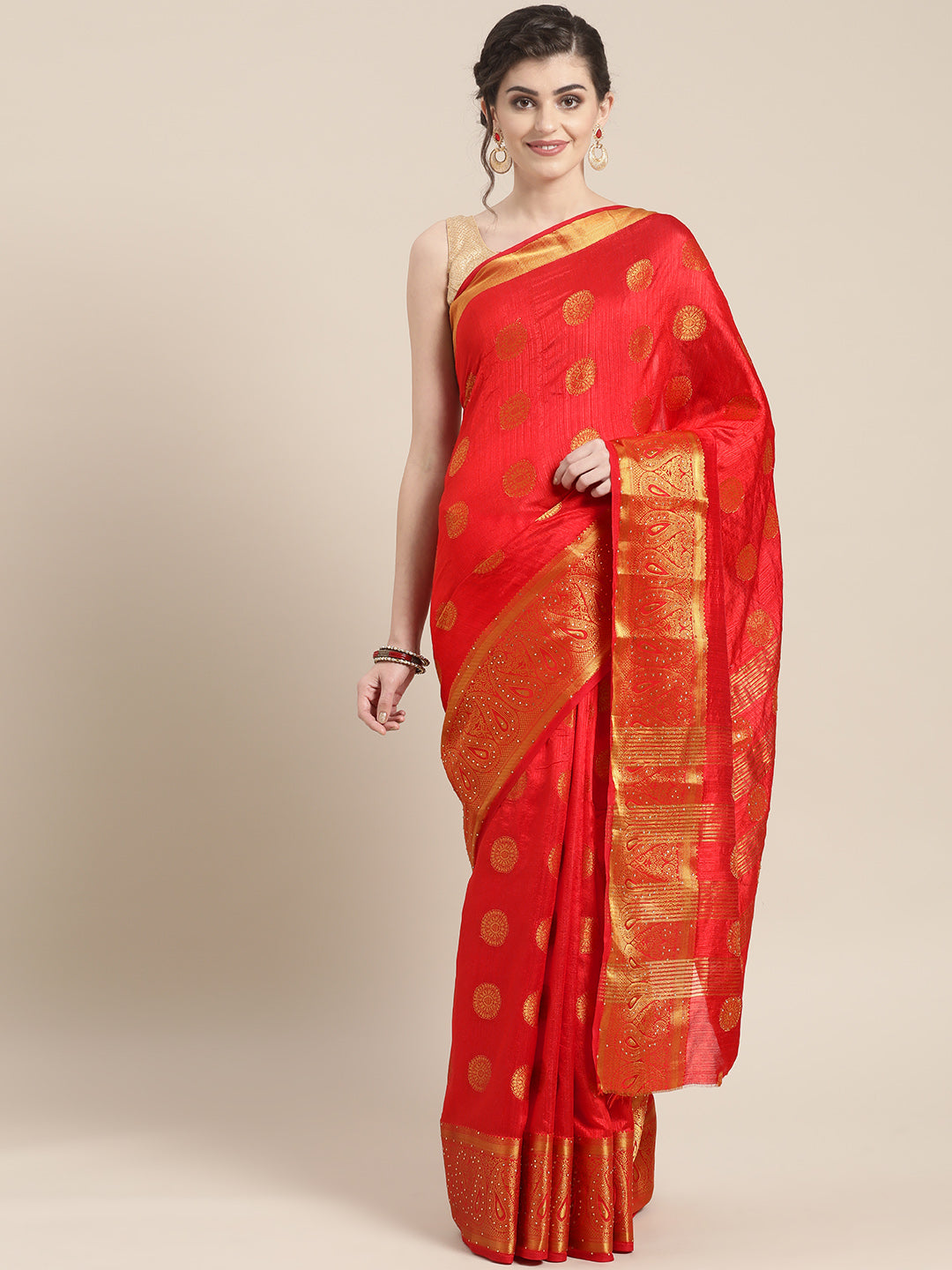 Chhabra 555 Kanjiwaram inspired silk embellished saree with Meenakari weaving and broad Zari border