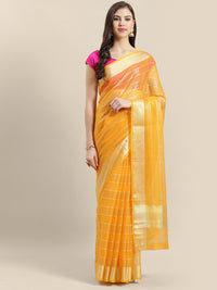 Chhabra 555 Chanderi Silk Kota saree with intricate Zari weaving in a striped pattern