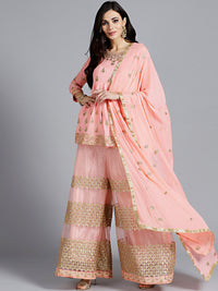 Chhabra 555 Embroidered Anarkali Kurta & sharara with Cut-dana and Sequins & chiffon dupatta