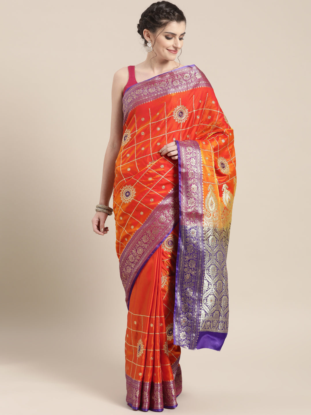 Chhabra 555 Gharchola silk saree with Meenakari weaving and Zari embroidery, Stone work