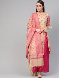 Chhabra 555 Made-to-Measure Angrakha Kurta Set with Resham Zari Weaving, Bell Sleeves and Banarasi Handloom dupatta