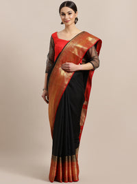 Chhabra 555 Kanjiwaram inspired Dupion Silk saree with Zari Weaving Contrast Border and Rich Pallu