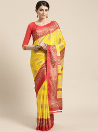 Chhabra 555 French Crepe SIlk printed Saree with Colorblocking Ethnic Peacock Digital design