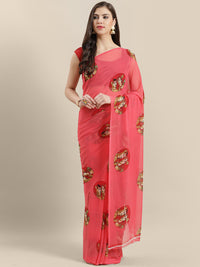 Chhabra 555 Georgette printed Saree with Ethnic krishan digital prints