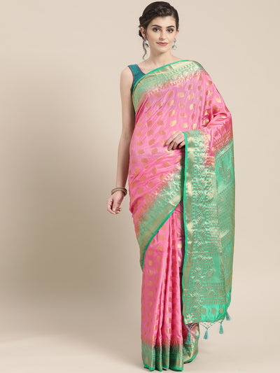 Chhabra 555 Mysore Silk saree with Lotus Design Ethnic weaving and contrast heavy zari blouse