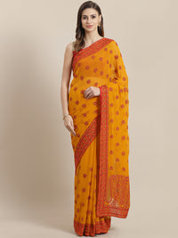 Chhabra 555 Georgette Resham Multicolor Embroidery Saree with Paisley Resham palla and crystals 