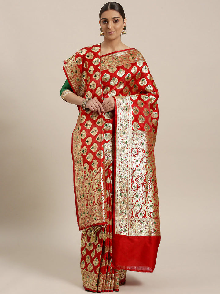 Chhabra 555 Kanjiwaram Wedding Silk saree with  Zari Buti weaving and heavy Zari weaving Dupatta