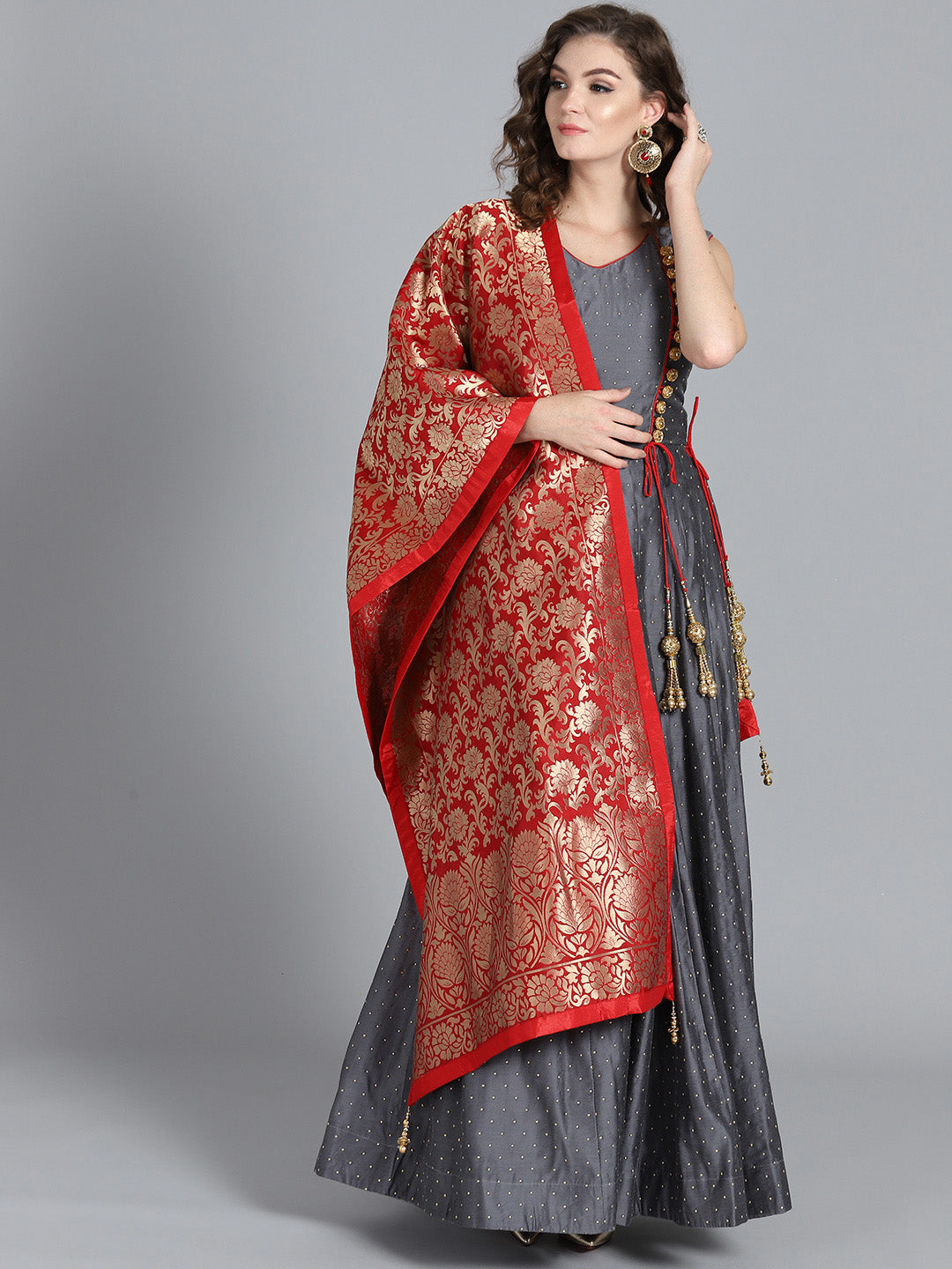PKLD6047 Angrakha Embossed Suit with Banarasi Dupatta – Chhabra 555