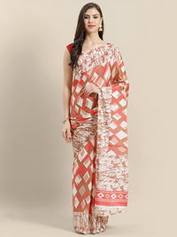 Chhabra 555 French Crepe SIlk printed Saree with Goemetrical Colorblocking Digital design