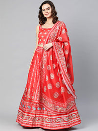 Chhabra 555 Made-to-Measure Digital Print Crop Top Set with Crystal embellishments and animal and floral motifs