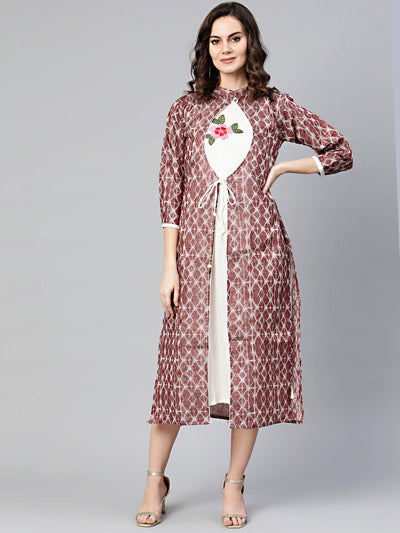 Chhabra 555 Made to Measure Printed Angrakha Jacket style kurta dress with embroidered inner