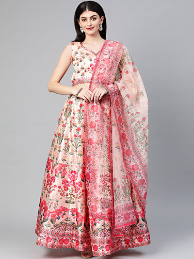 Chhabra 555 Made-to-Measure Digital Print Crop Top Set with Embellished blouse and lehenga and matching dupatta