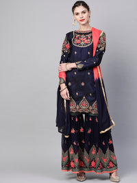 Chhabra 555 Made to Measure Embellished Kurta Sharara Set With Zari, Resham embroidery and scalloped hemline