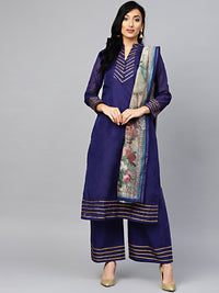Chhabra 555 Blue Kurta Pallazo Set with Gota Patti and Digital Print Dupatta