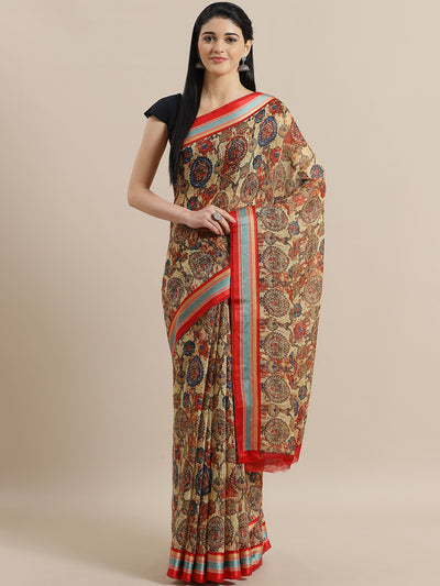 Chhabra 555 Bohemian Jute Cotton Silk Saree with Ethnic Motifs and Satin triple-color Broad Border