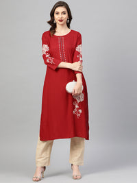 Chhabra 555 Made to Measure Embellished Kurta Set With Mirror Work and Floral Resham Embroidery