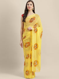 Chhabra 555 Georgette printed Saree with Ethnic krishan digital prints