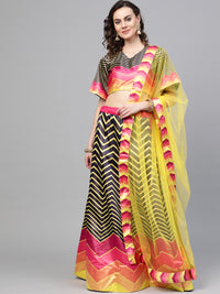 Chhabra 555 Satin Silk Semi-stitched Digital Print Lehenga Set with goemetrical Pattern