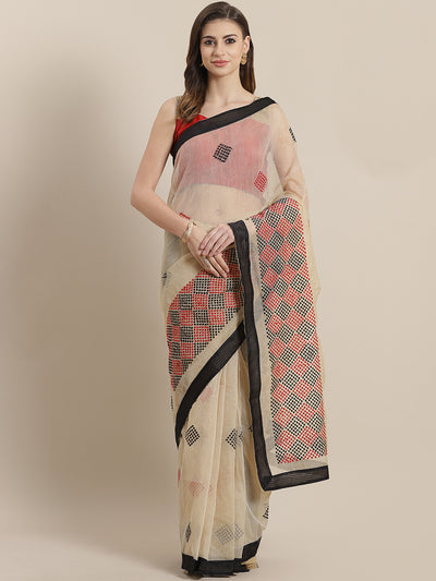 Chhabra 555 Chanderi Kota saree with intricate Resham Embroidery in a goemetrical pattern